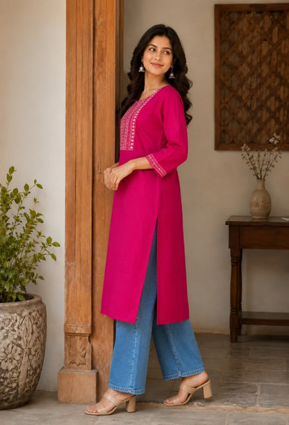 Embroidered Straight Kurta
