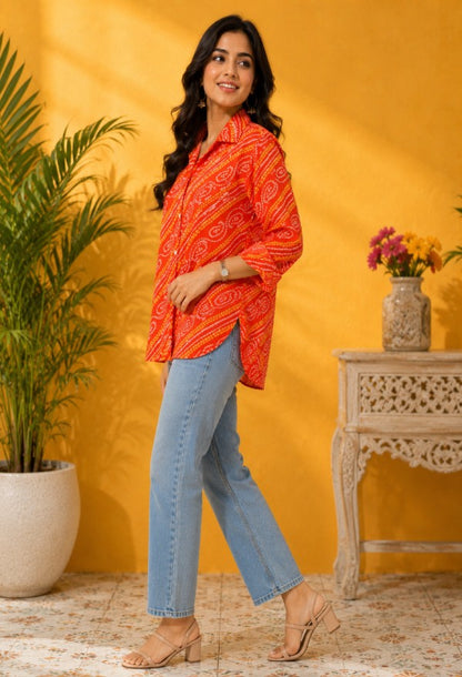 Bandhani Print Casual Shirt