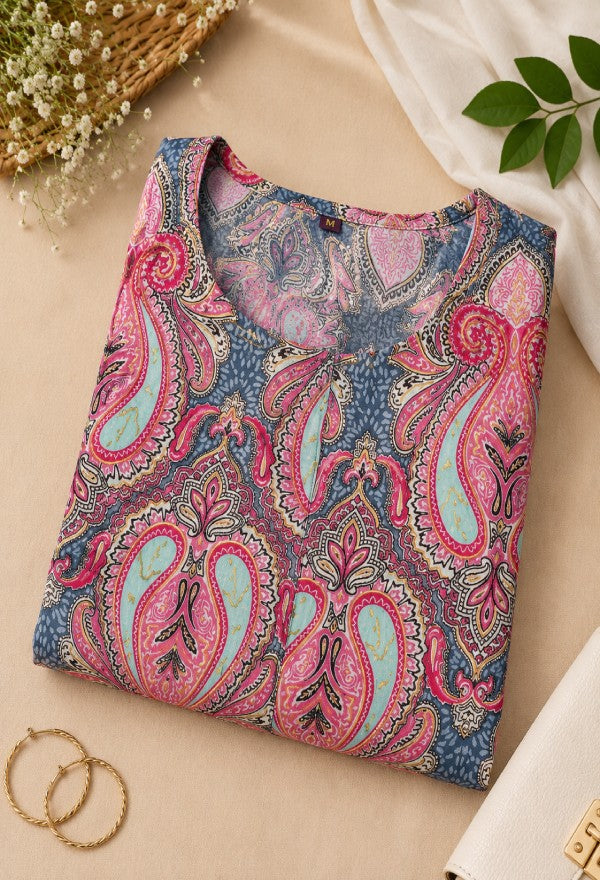 Artistic Paisley Print Kurta