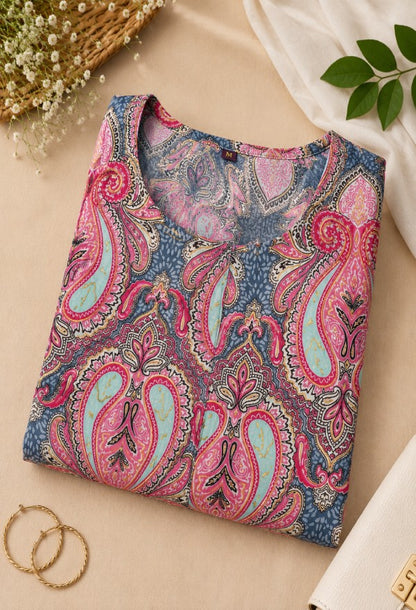 Artistic Paisley Print Kurta