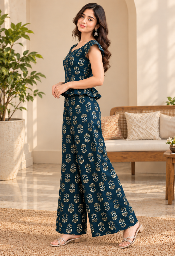 Floral Print Top & Palazzo Pant Co-ord Set