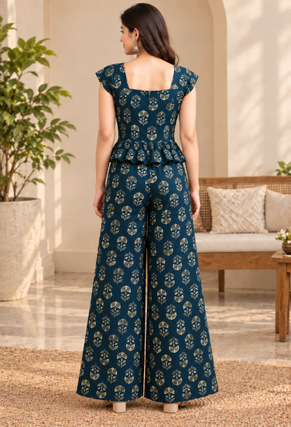Floral Print Top & Palazzo Pant Co-ord Set