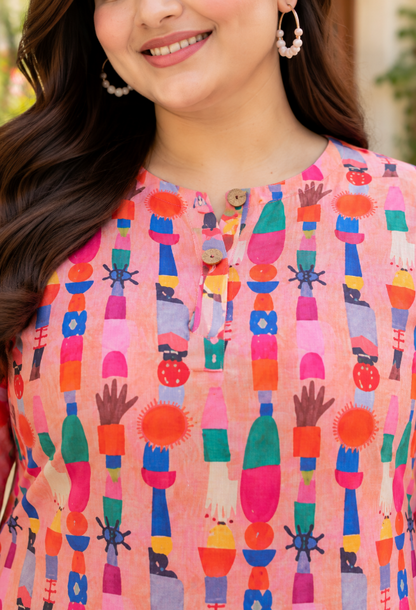 Artistic Multicolour Printed Kurta Pant Set