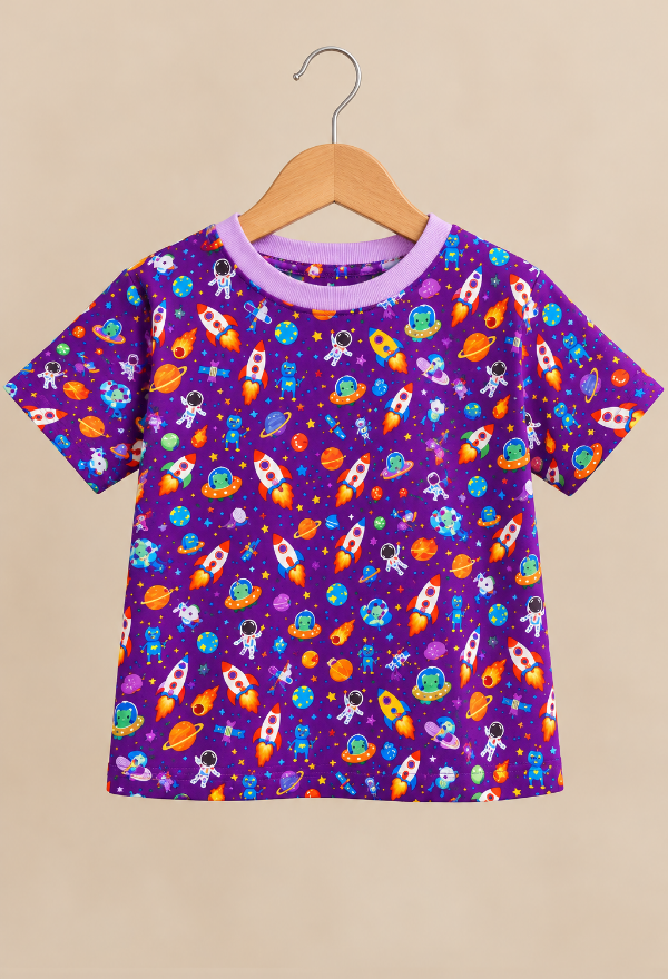 Colorful Space Adventure Printed Kids’ T-Shirt