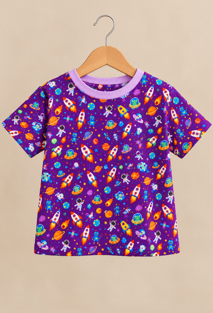 Colorful Space Adventure Printed Kids’ T-Shirt