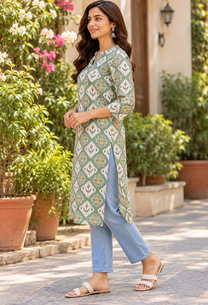 Sage Green Printed Kurta