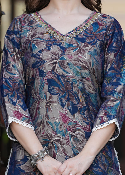 Multi Floral Muslin Dhoti Set