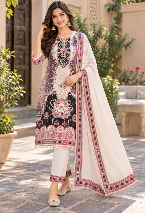 Pure crepe pakistani suit set