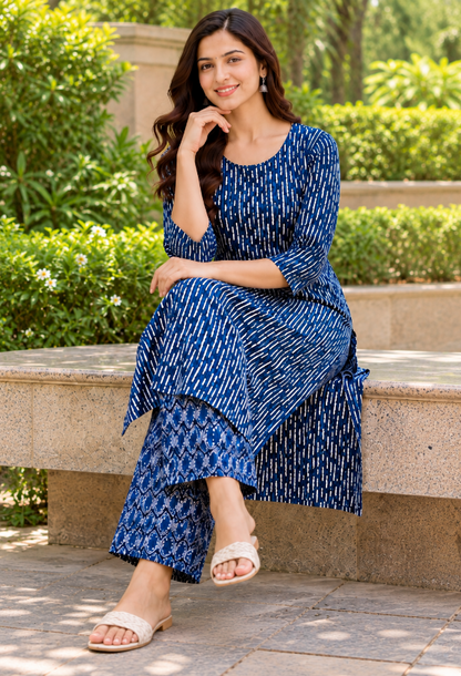 Midnight Bloom – Printed Kurta Set