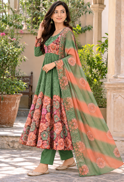 Georgette Floral Anarkali Suit Set