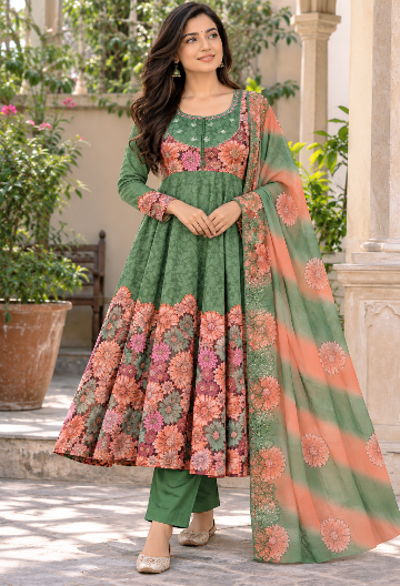 Georgette Floral Anarkali Suit Set