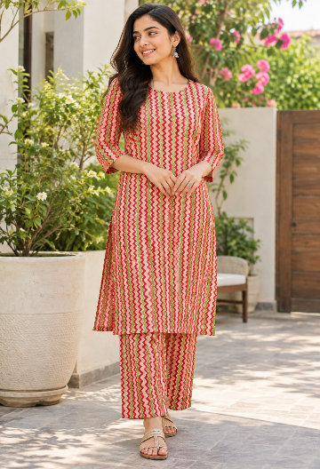 Chevron Printed Kurta Pant Set