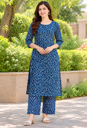 Midnight Bloom – Printed Kurta Set