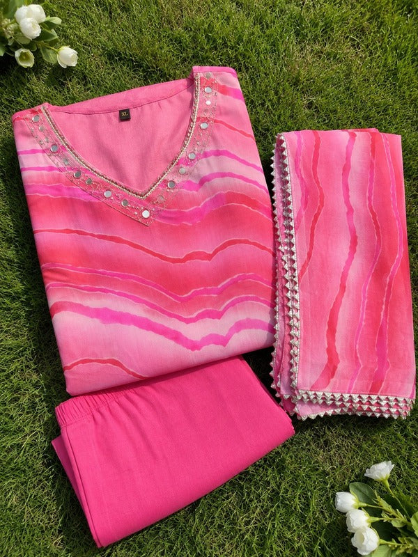 Leheriya Print Anarkali Kurta Set