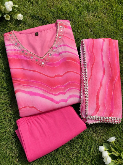 Leheriya Print Anarkali Kurta Set