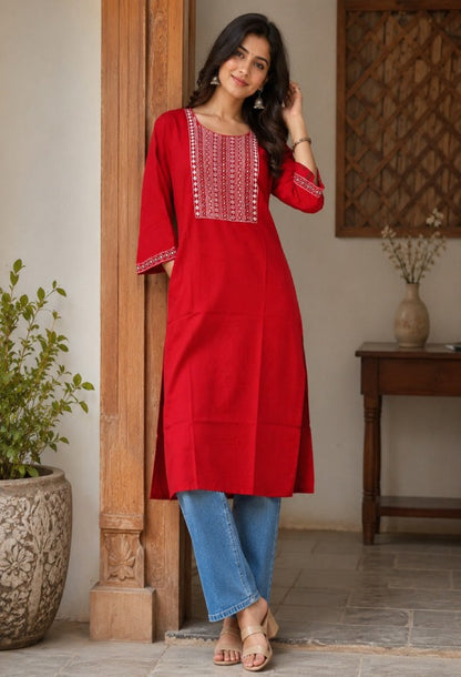 Embroidered Straight Kurta