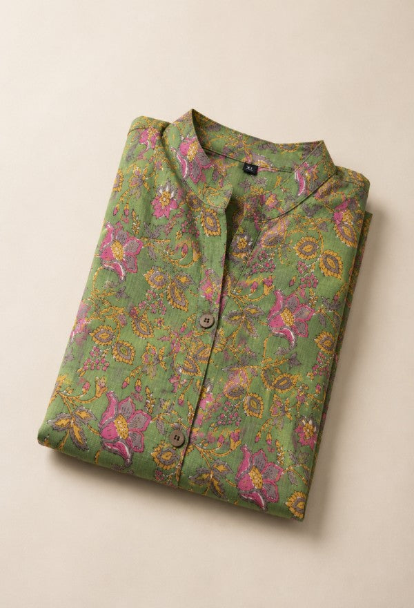 Floral Print Cotton Kurta