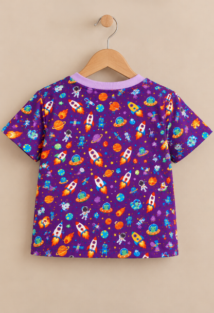 Colorful Space Adventure Printed Kids’ T-Shirt