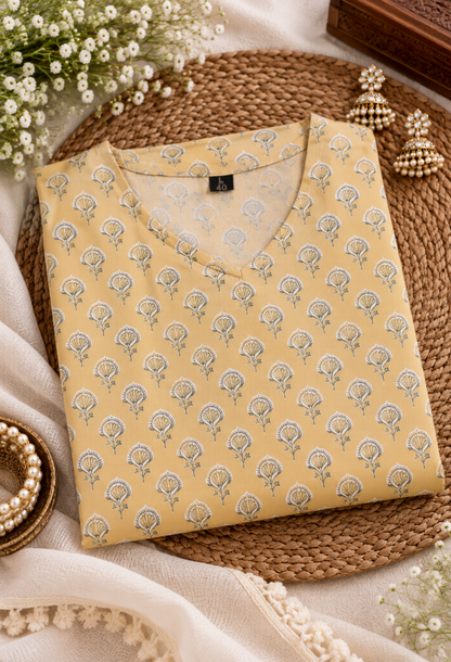 Yellow Floral Printed Kurta
