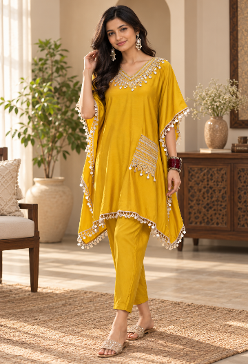 Roman silk kaftan kurta and pant set