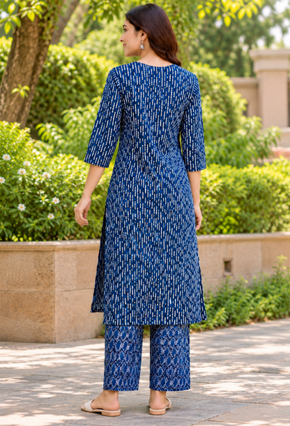 Midnight Bloom – Printed Kurta Set
