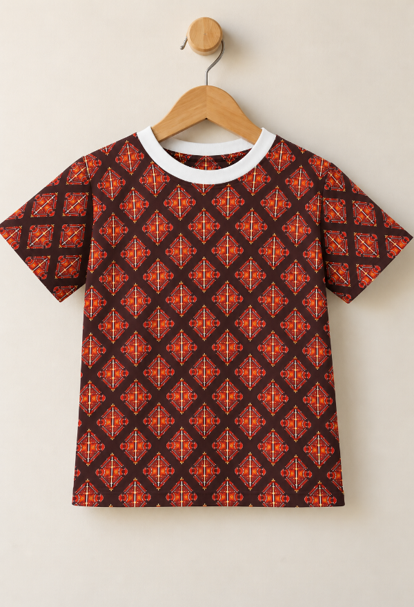 Geometric Printed Half-Sleeve Kids T-Shirt