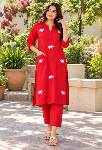 Animal Printed Straight Kurta Pant Set
