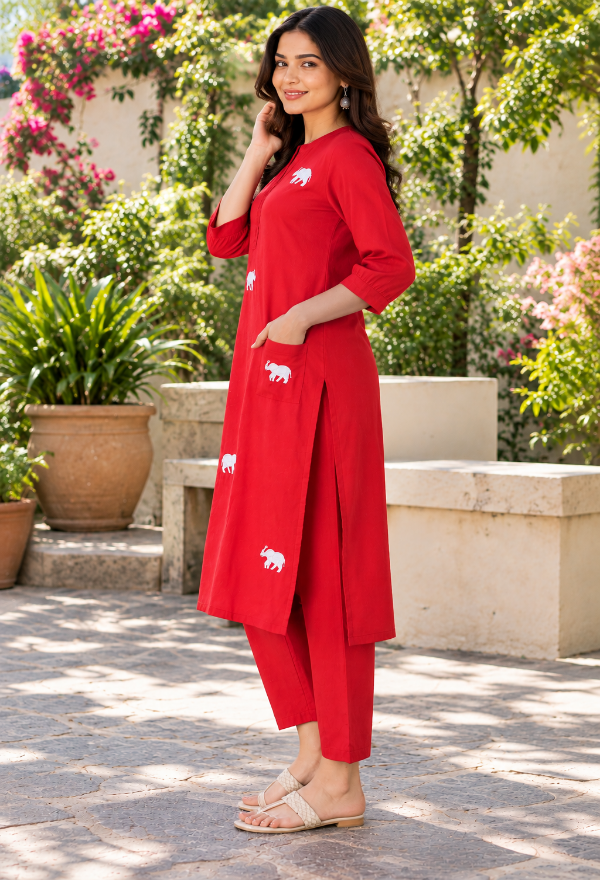 Animal Printed Straight Kurta Pant Set