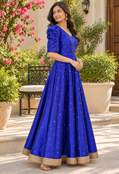 Royal Blue Embellished Anarkali Gown