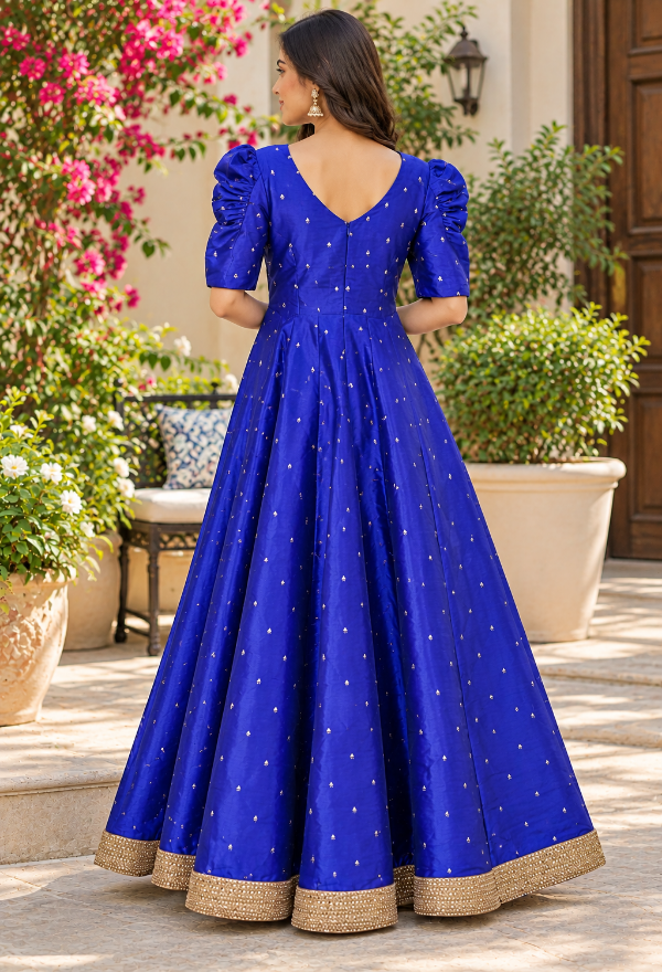 Royal Blue Embellished Anarkali Gown