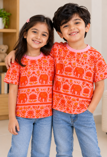 Elephant Print T-Shirt For Kids