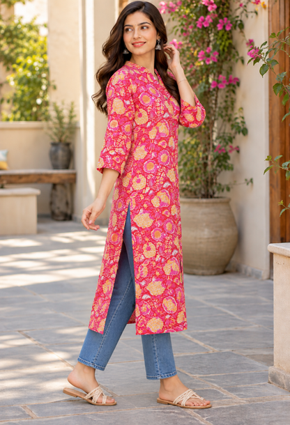 Cotton Floral Printed Kurta