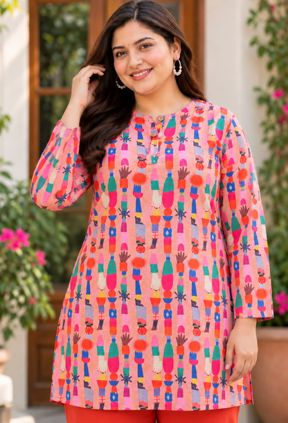 Artistic Multicolour Printed Kurta Pant Set