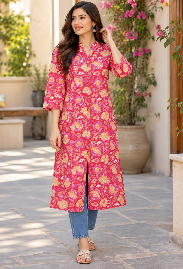 Cotton Floral Printed Kurta
