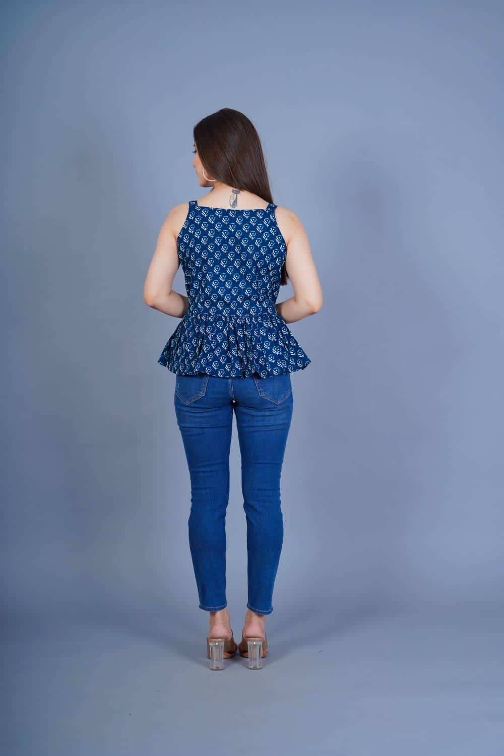 Indigo Printed Top
