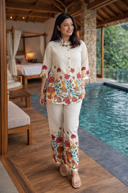 Off-White Floral Printed Co-Ord Set