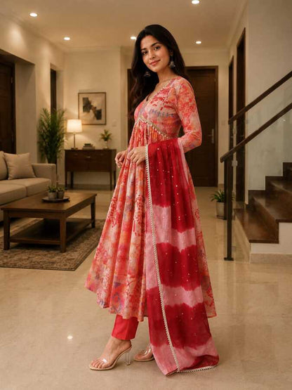 Rustic Sunset Anarkali set