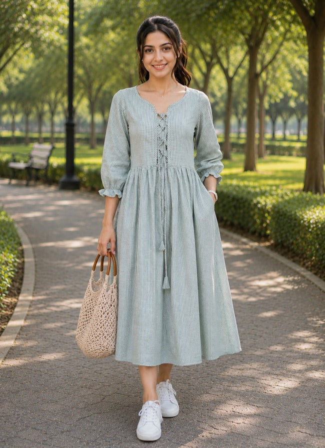 Lace-Up Midi Dress