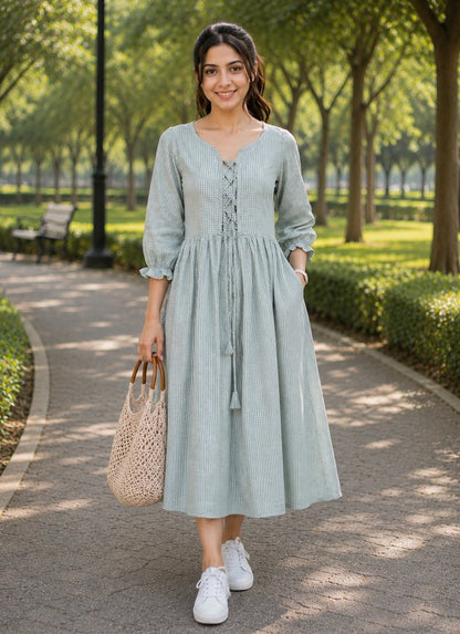 Lace-Up Midi Dress