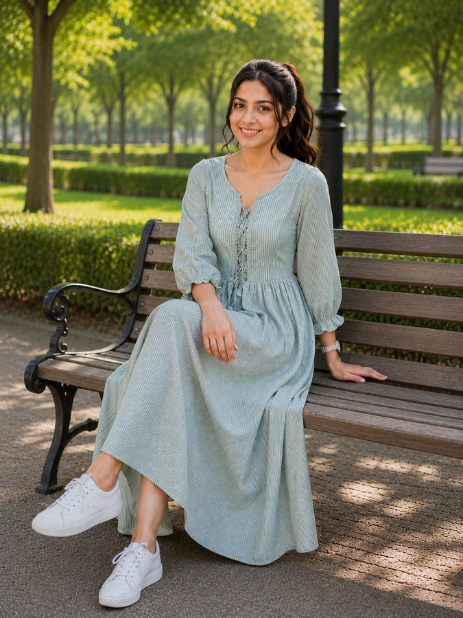 Lace-Up Midi Dress