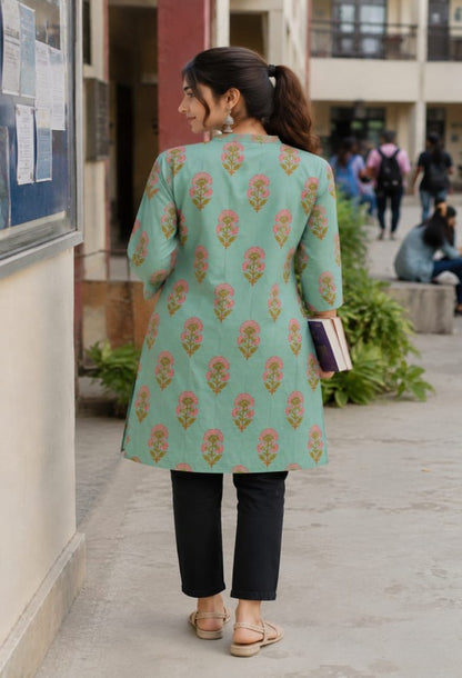 Floral Print Cotton Kurta