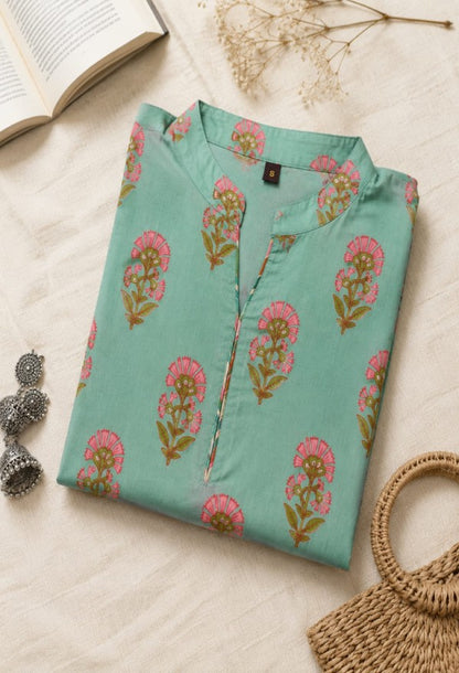 Floral Print Cotton Kurta