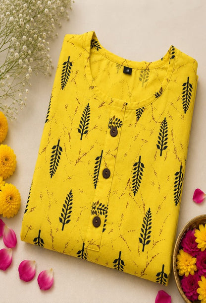 Leaf-Print Cotton Kurta