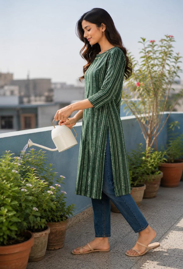 Floral Print Straight Kurta