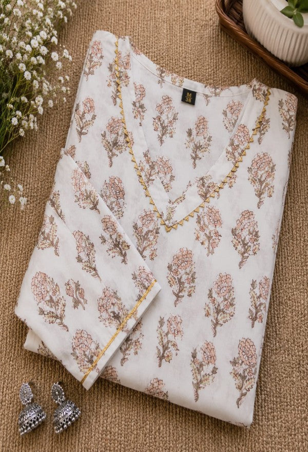 Floral Print Straight Kurta