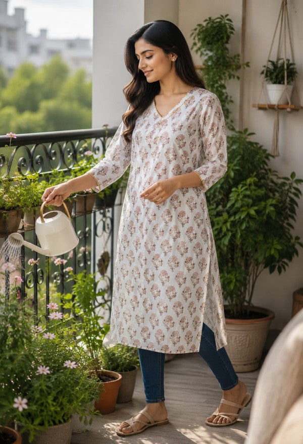 Floral Print Straight Kurta