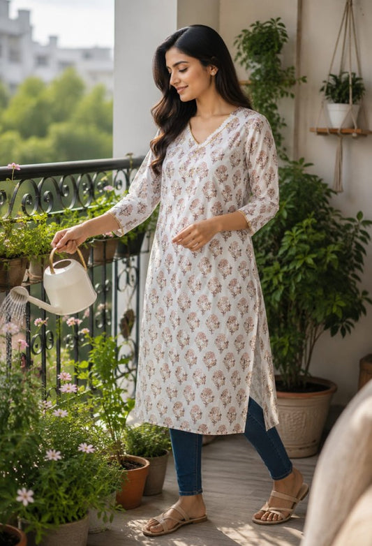 Floral Print Straight Kurta