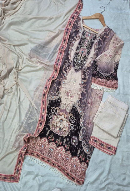 Pure crepe pakistani suit set