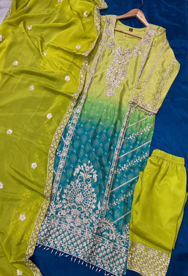 Pure Chinon Embroidered Suit Set