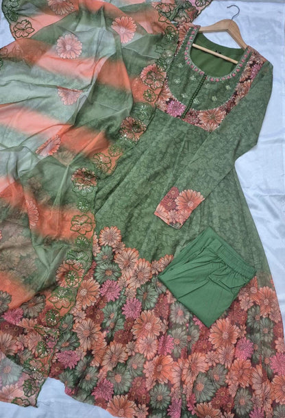 Georgette Floral Anarkali Suit Set